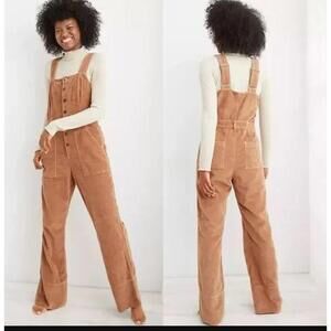 Aerie NWT Tan Corduroy Kick Flare Overalls Size XS Pockets